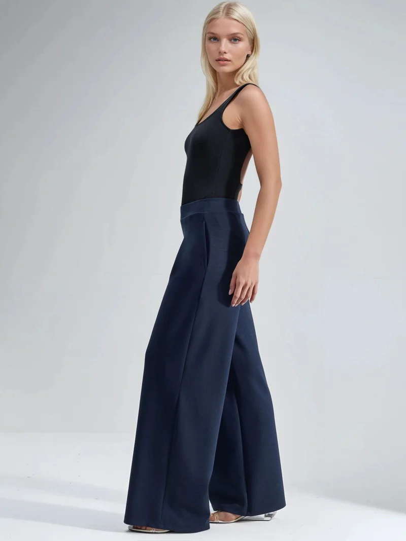 بوسيم BUSEM Elastic Waist Pleated Palazzo Pants